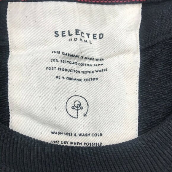 Selected Homme Mens Long Sleeves Comfort Pullover Black Sweatshirt Size Medium - Picture 6 of 7